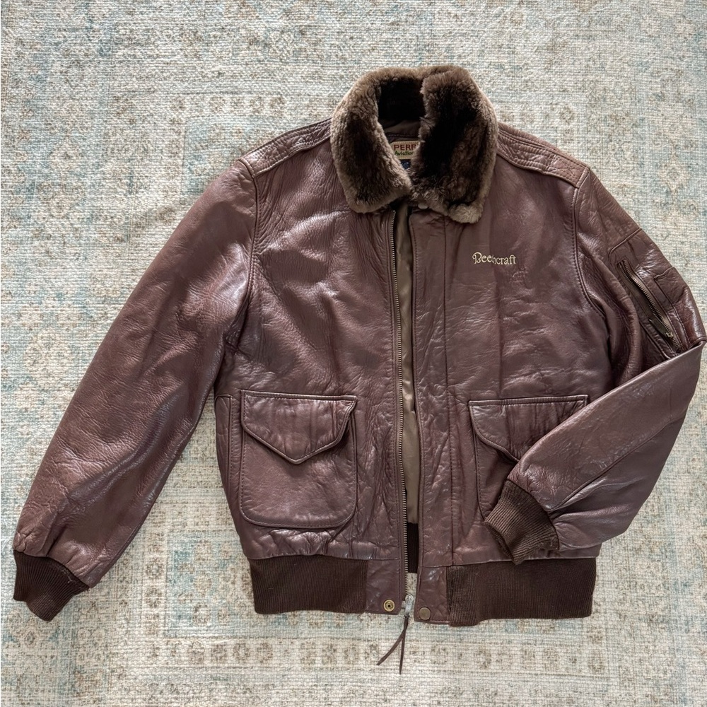 USA Men Vintage Ferrone Leather Flight Jacket size  40